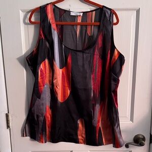 Striking Tahari Abstract Print Tank Top, size 2X